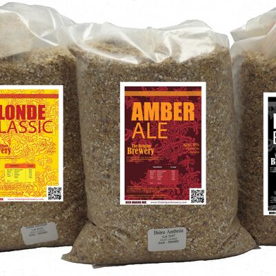 Refill BLOND – AMBER – BLACK Belgian Beer - Home Made Beer Kit for 3x5 liters of homemade BLONDE – AMBER – BLACK beers