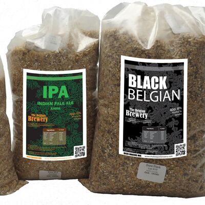 WHITE Ale – IPA – BLACK Belgian Beer refill - Home Made Beer Kit for 3x5 liters of BLANCHE – IPA Amber – BLACK Belgian beers