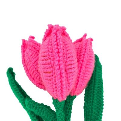 tulipán holandés sostenible rosa - tulipán de 1 pieza - lana suave - hecho a mano en Nepal - flor de ganchillo Duth tulipán rosa