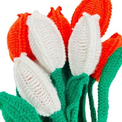 tulipe hollandaise durable blanche - tulipe 1 pièce - laine douce - faite à la main au Népal - fleur au crochet tulipe Duth blanche