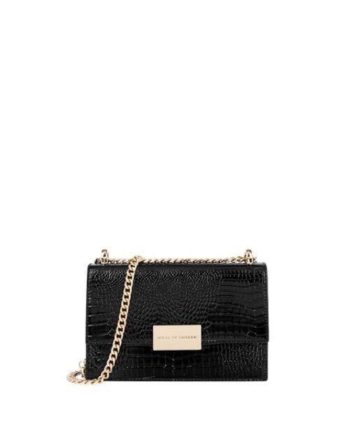 Billie Shoulder Bag Glossy Black Croco