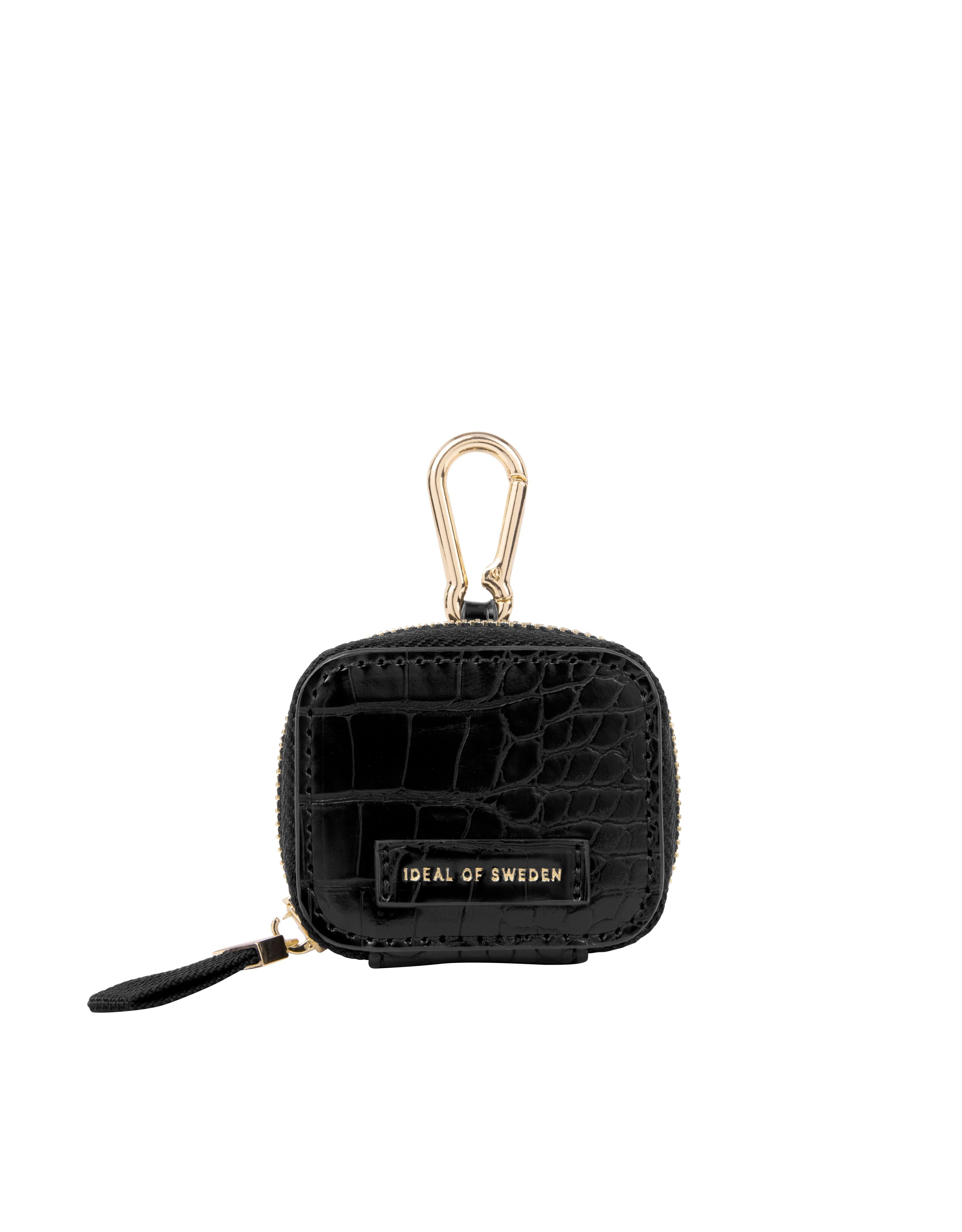 Bobbi Airpods Zip Bag Black Croco