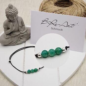 Bracelet pierre gemme amazonite argent 925, Ø 4mm, fermoir perle 4