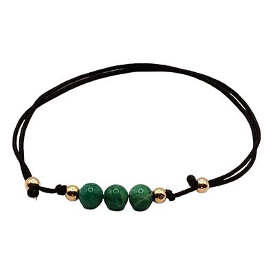 Pulsera de gema amazonita, plata 925 chapada en oro rosa de 18k, Ø 4 mm, cierre de perla