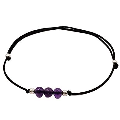 Amethyst Edelstein Armband 925 Silber, Ø 4mm, Perlenverschluss