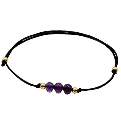 Amethyst gemstone bracelet 24k gold plated 925 silver, Ø 4mm, pearl clasp