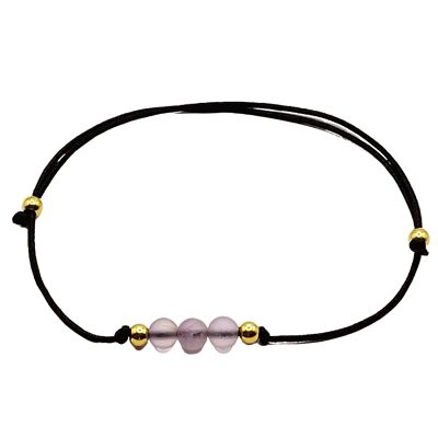 Bracelet pierre gemme Amétrine Argent 925 plaqué or 24k, Ø 4mm, fermoir perle