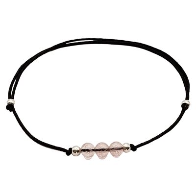 Bracciale in quarzo rubino, argento 925, Ø 4mm, chiusura con perla