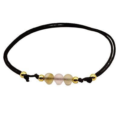 Cherry quartz gemstone bracelet, 24k gold plated 925 silver, Ø 4mm, pearl clasp