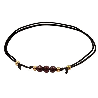 Garnet gemstone bracelet, 18k rose gold plated 925 silver, Ø 4mm, pearl clasp