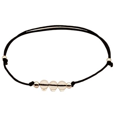 Bracelet pierre gemme cristal de roche, argent 925, Ø 4mm, fermoir perle