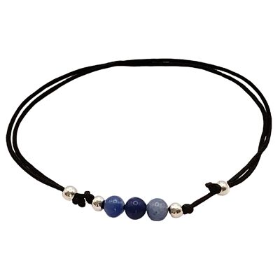 Blauquarz Edelstein Armband, 925 Silber, Ø 4mm, Perlenverschluss