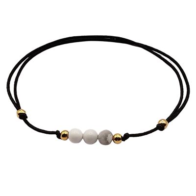 Howlite gemstone bracelet, 18k rose gold plated 925 silver, Ø 4mm, pearl clasp