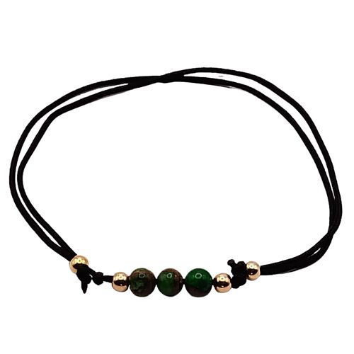 Jade grün Edelstein Armband, 18k rosevergoldete 925 Silber, Ø 4mm, Perlenverschluss
