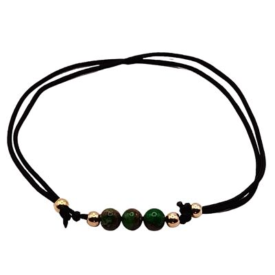 Jade grün Edelstein Armband, 18k rosevergoldete 925 Silber, Ø 4mm, Perlenverschluss