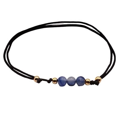 Blauquarz Edelstein Armband, 18k rosevergoldete 925 Silber, Ø 4mm, Perlenverschluss