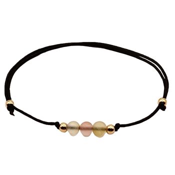 Bracelet en pierres gemmes quartz cerise, argent 925 plaqué or rose 18k, Ø 4mm, fermoir perle 1
