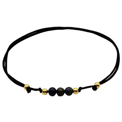 Pulsera de crisocola, plata 925 con baño de oro de 24k, Ø 4mm, cierre de perla