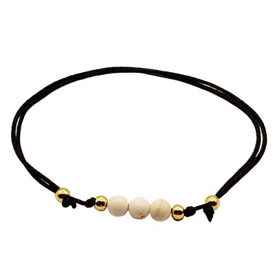 Magnesite gemstone bracelet, 24k gold plated 925 silver, Ø 4mm, pearl clasp