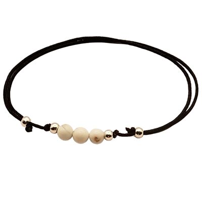 Magnesite gemstone bracelet, 925 silver, Ø 4mm, pearl clasp