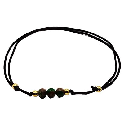 Jade green gemstone bracelet, 24k gold plated 925 silver, Ø 4mm, pearl clasp