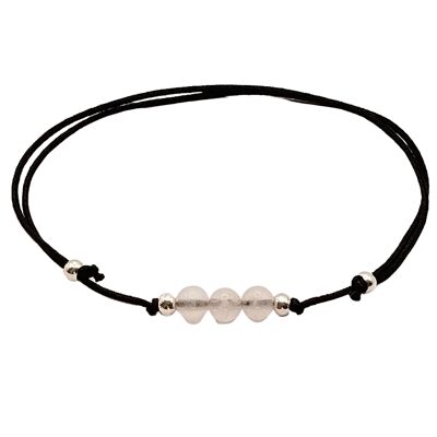 Rose quartz bracelet, 925 silver, Ø 4mm, pearl clasp