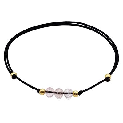 Bracelet quartz rubis, argent 925 plaqué or 24k, Ø 4mm, fermoir perle