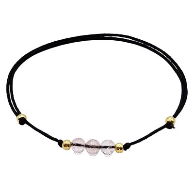 Ruby quartz bracelet, 24k gold plated 925 silver, Ø 4mm, pearl clasp