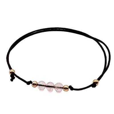 Bracelet quartz rubis, argent 925 plaqué or rose 18k, Ø 4mm, fermoir perle