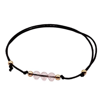 Bracciale quarzo rubino, argento 925 placcato oro rosa 18k, Ø 4mm, chiusura perla