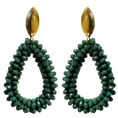 Statement glitter party earrings green