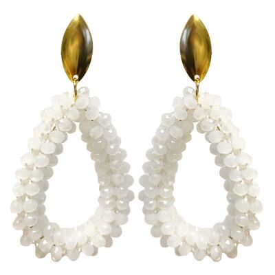 Statement glitter party earrings white