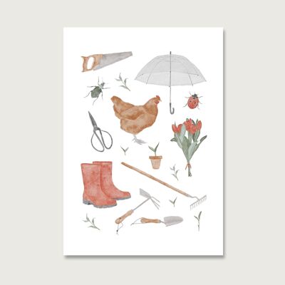 Postkarte "Garten Collage"