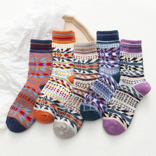 Breathable Thick Wool Mid-Calf Length Sock(A Set Of Five Pairs)