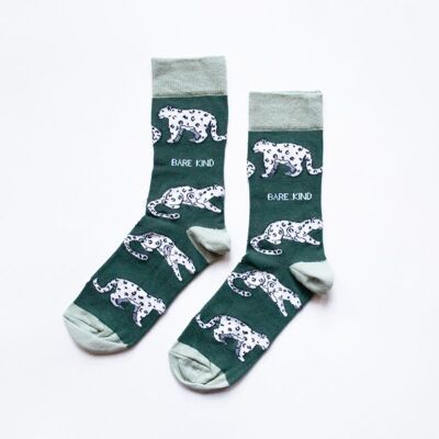 Snow Leopard Socks | Bamboo Socks | Sea Green Socks