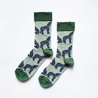 Wölfe Socken | Bambussocken | Hellgrüne Socken | Lustige Socken