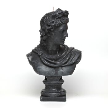 Bougie tête de dieu grec Apollo XL noire - Figurine buste romain 3