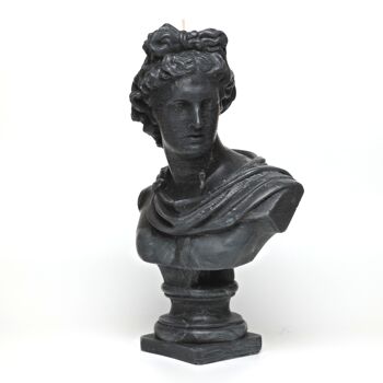 Bougie tête de dieu grec Apollo XL noire - Figurine buste romain 2