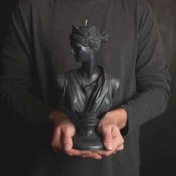 Bougie tête de déesse grecque Diana XL noire - Figure de buste romain 1