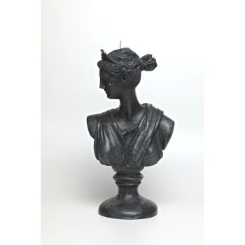 Bougie tête de déesse grecque Diana XL noire - Figure de buste romain 4