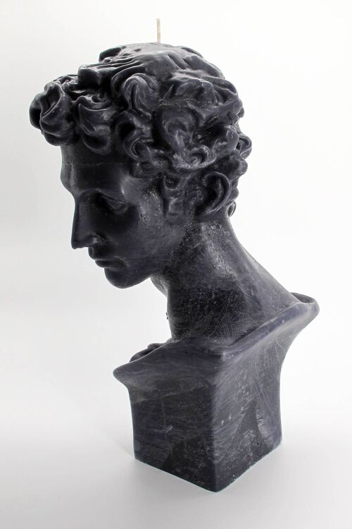 Black Hermes XL Greek God Head Candle - Roman Bust Figure