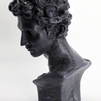 Schwarze Hermes XL-Kerze mit griechischem Gottkopf – römische Büstenfigur – Geschenk und Deko