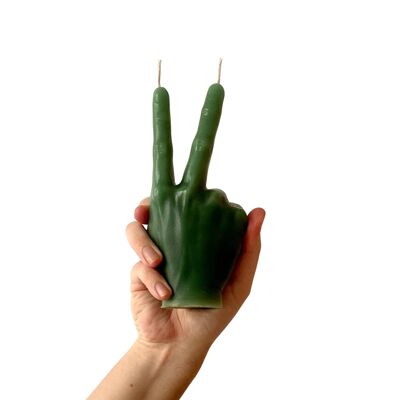 Green Hand candle - Peace symbol shape