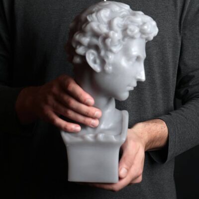 Gray Hermes XL Greek God Head Candle - Roman Bust Figure