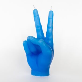 Bougie main bleu clair - Forme symbole de paix 2