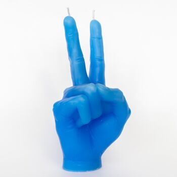 Bougie main bleu clair - Forme symbole de paix 4