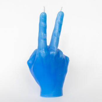 Bougie main bleu clair - Forme symbole de paix 3