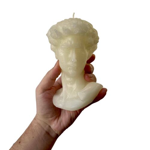 White David Greek Head Candle - Roman Bust Figure - Gift, Deco, Trendy, Young & Christmas