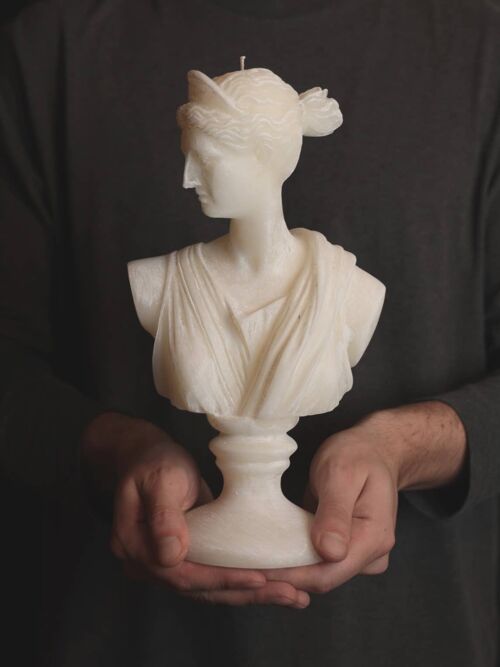 White Diana XL Greek Goddess Head Candle - Roman Bust Figure