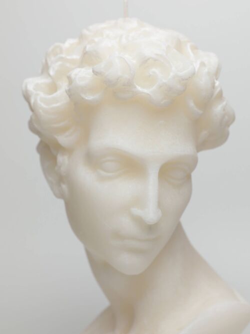 Big Candle - White Hermes Greek God Head Candle - Roman Bust Figure - Gift, Deco, Trendy, Young & Christmas